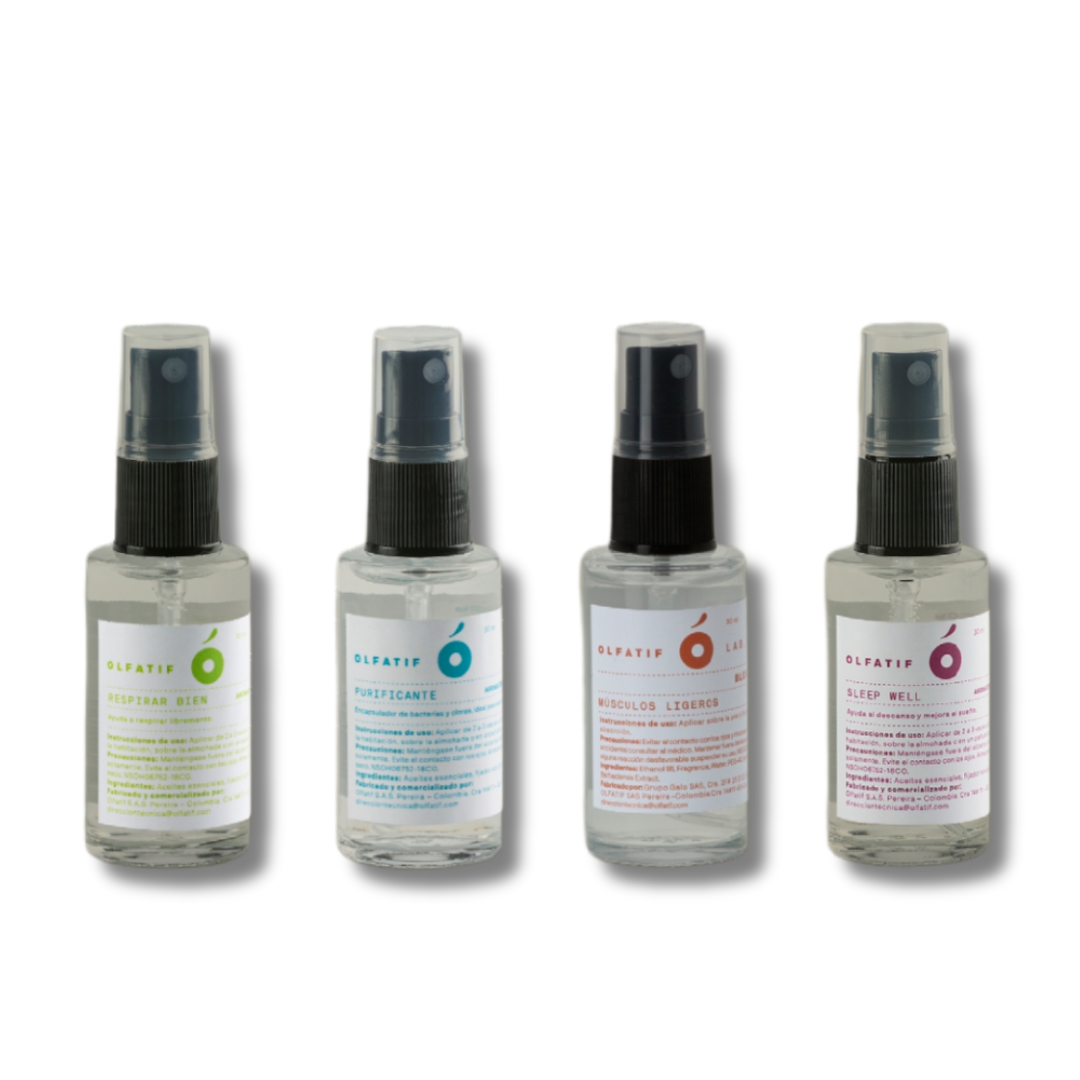 SET VIAJERO X4 (RESPIRAR BIEN + PURIFICANTE + MÚSCULOS + SLEEP WELL)